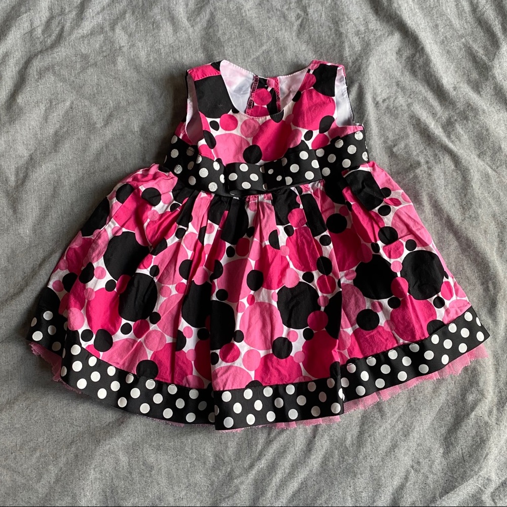 🧁5/$20 pink and black polka dot dress